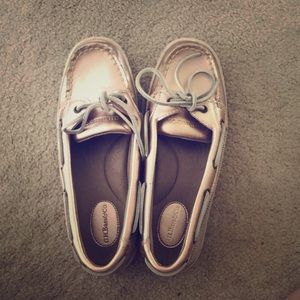 bass and company rose gold sperry's lightly worn